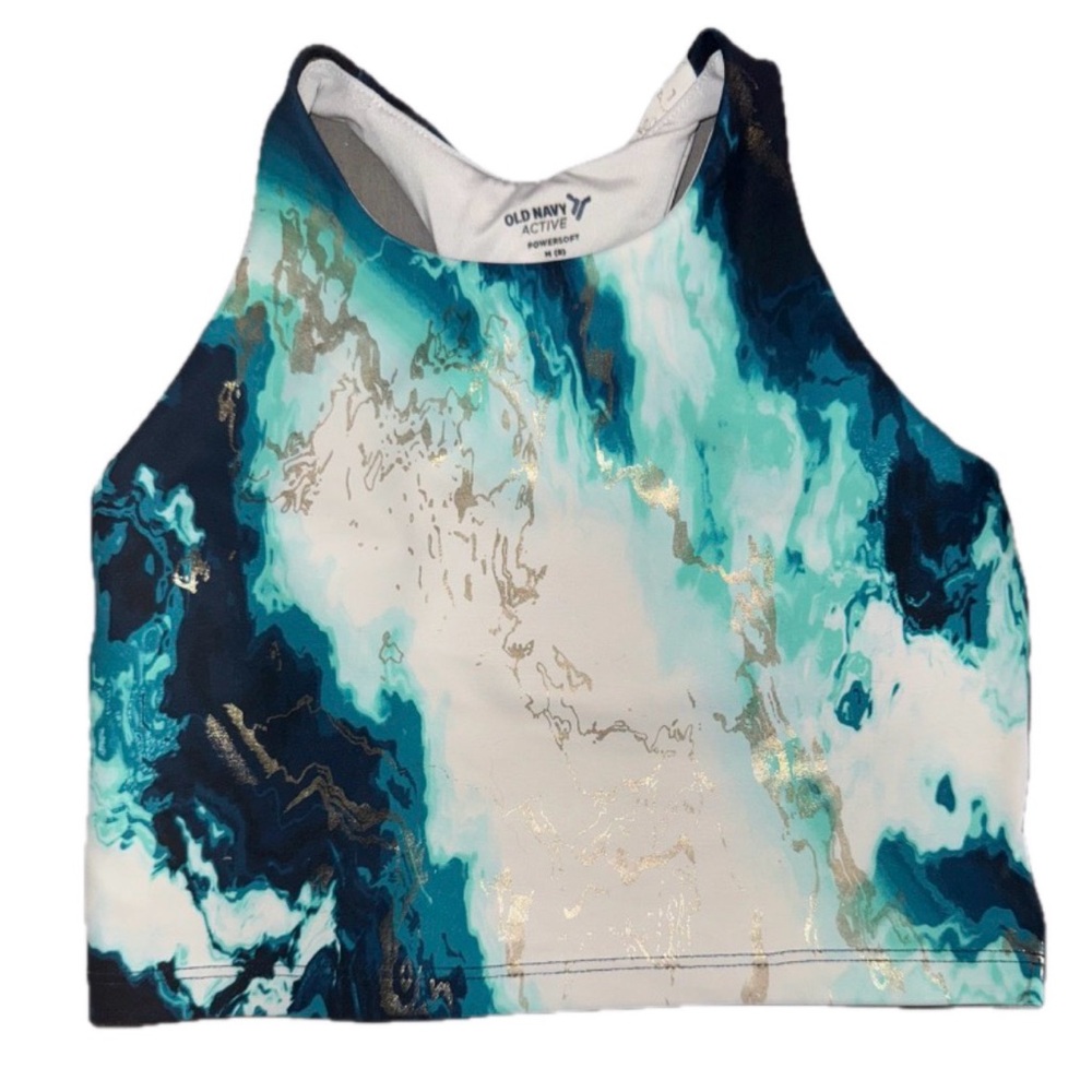 Old Navy Kids Blue and White Marble Tank Top